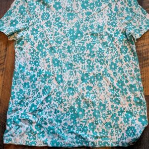 White Stag Women's Short Sleeve Tee - Turquoise Floral on White
